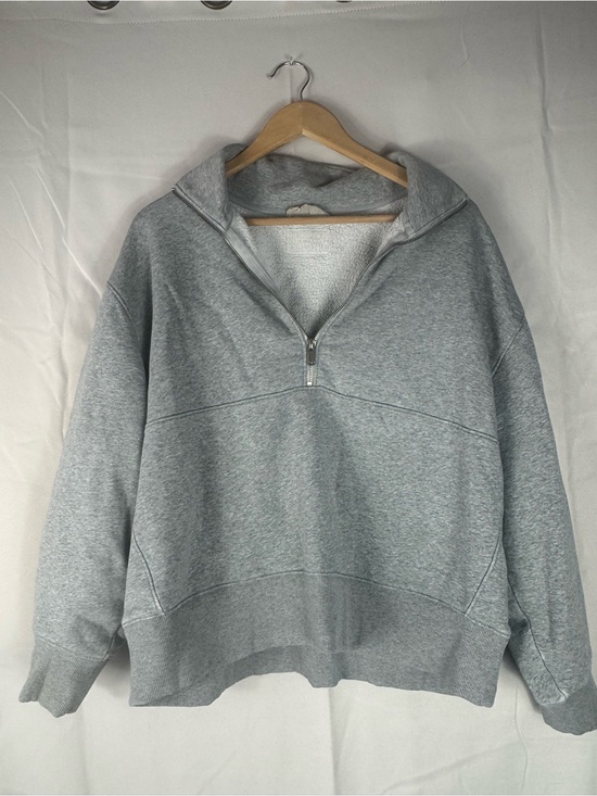 Everlane Sweaters - Everlane Light Grey Half-Zip Pullover Sweatshirt